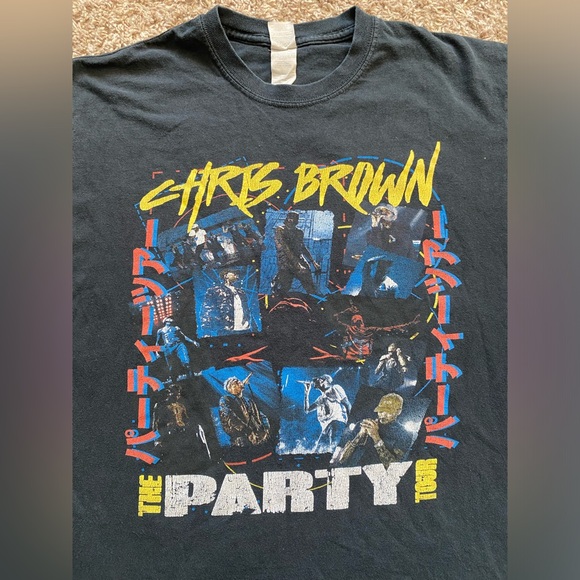 Chris Brown The Party Tour T Shirt Black Cotton Concert Tee Men’s Size MEDIUM - Picture 2 of 8